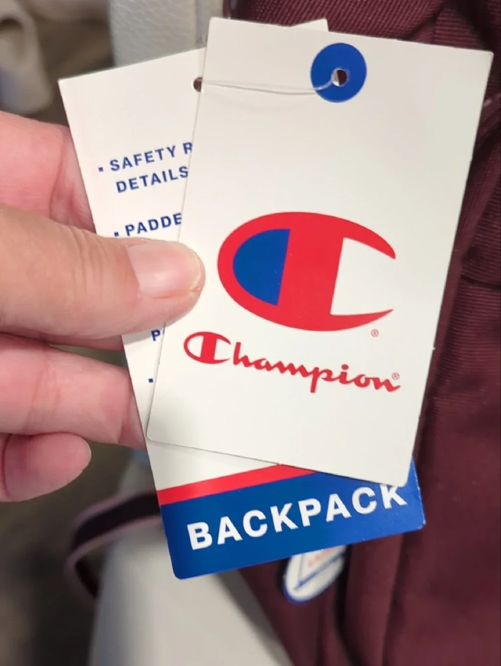 Champion Maroon Backpack with White Logo